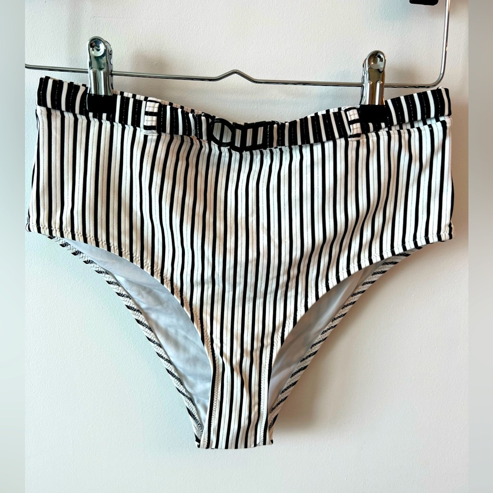 high waist bottom- white and black. Solid & stripe, size M, NWT